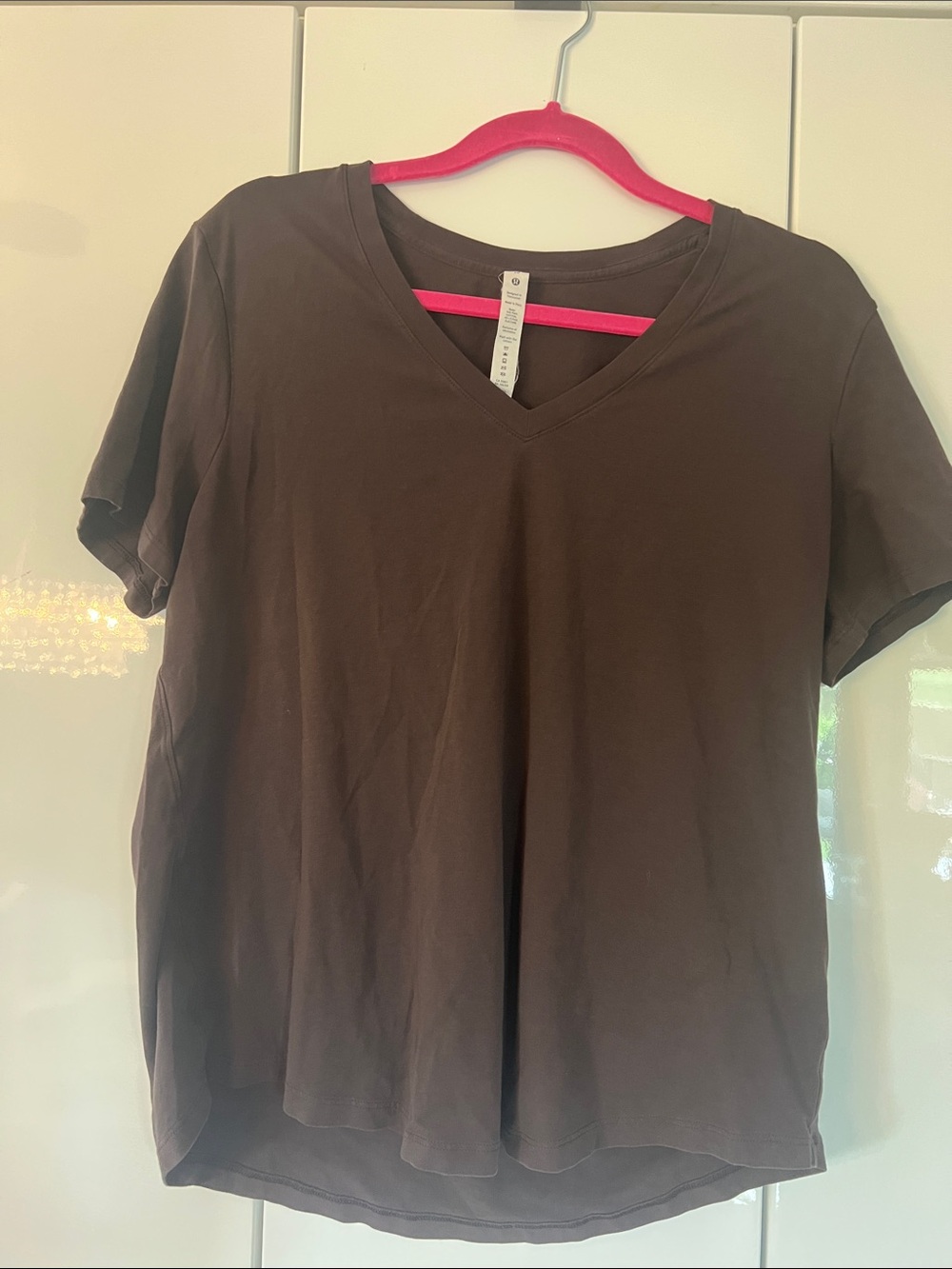 lululemon athletica Brown V-Neck Short Sleeve Tee